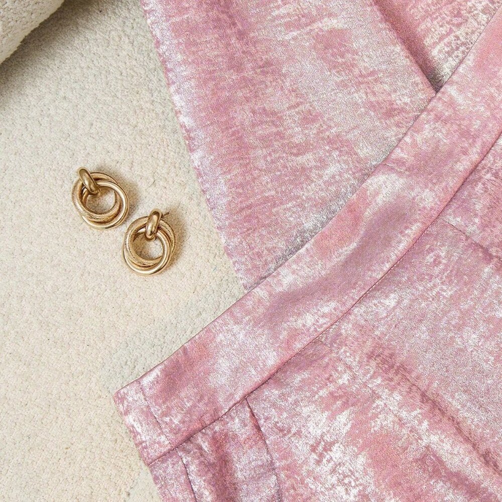 Pink Casual Women's Shorts & Blazer Two Piece Suit - Picture 5 of 5